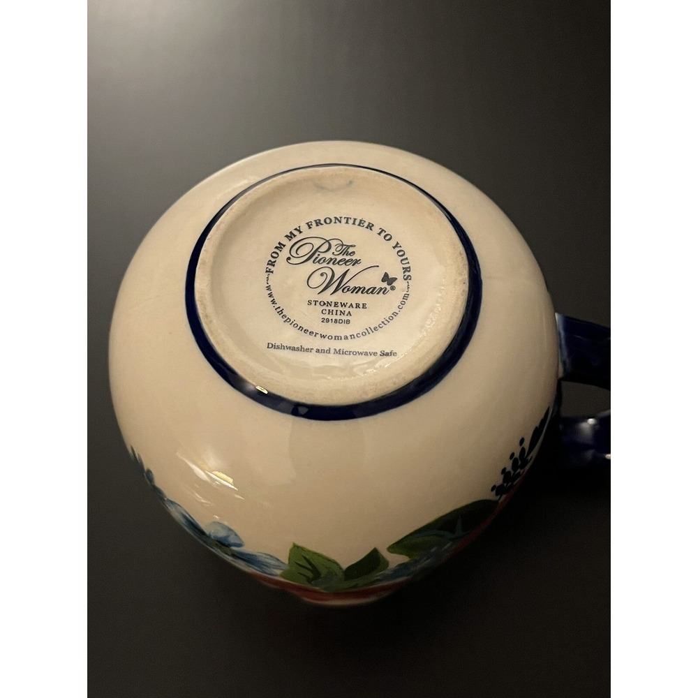 Pioneer Woman Spring Bouquet Red Cobalt Blue Floral Stoneware Big Mug‎ 19oz - Picture 4 of 5